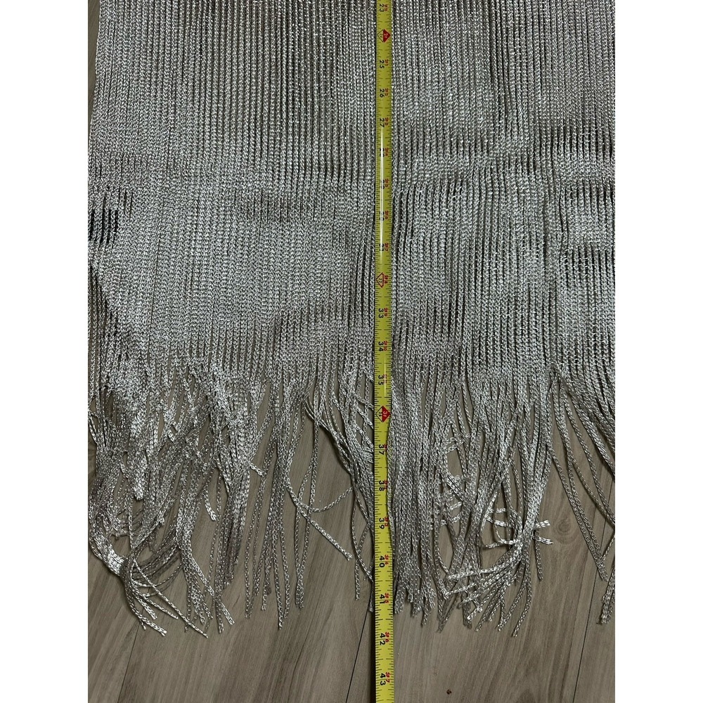 metallic silver scarf shawl 75x23 - Picture 3 of 4